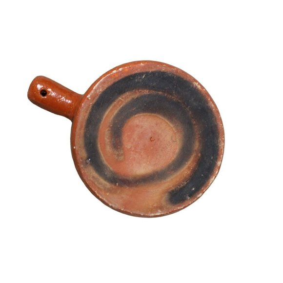 Vintage Mexican Tlaquepaque Hand Painted Red Clay Handled Pot - Picture 7 of 7